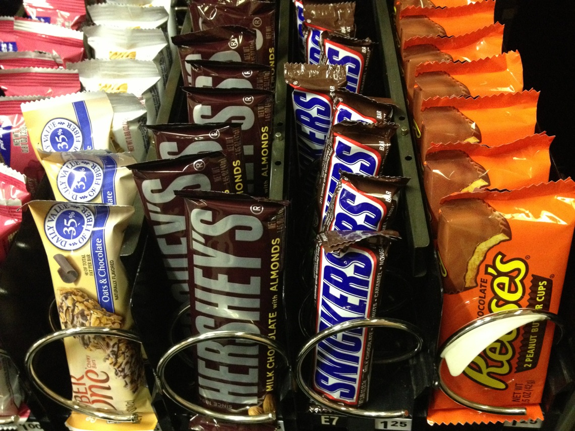 Candy in a snack machine
